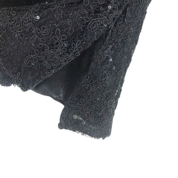 ZARA Mesh Embroidered Sequin Lace Top Black Size Medium - Picture 7 of 10